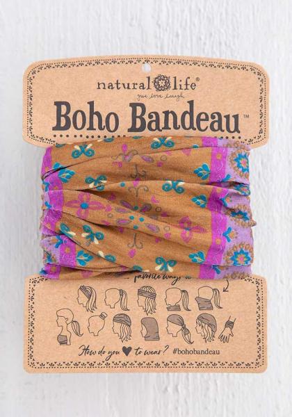BOHO BANDEAU-GOLD PURPLE FLOWER