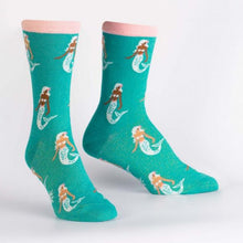 Load image into Gallery viewer, WOMEN&#39;S CREW- MERMAID TO BE FRIENDS (TEAL)
